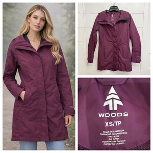 Woods Waterproof Rain Jacket Potent Purple Monashee Hooded Coat XS 23957